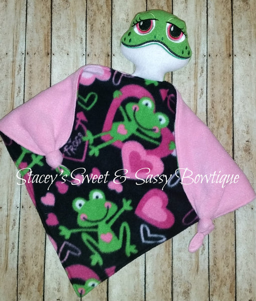 Embroidered frog Lovey with name