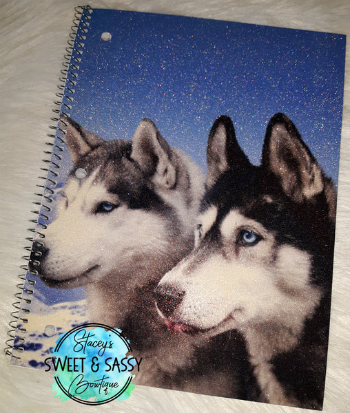 Snow Dogs Glitter Notebook