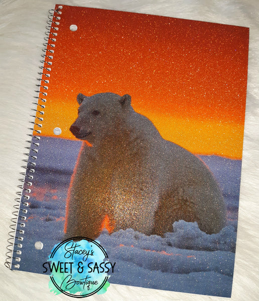 Polar Bear Glitter Notebook