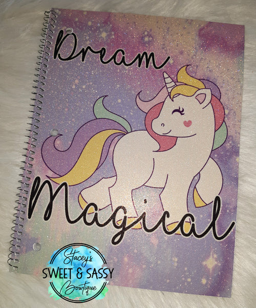 Dream Magical Unicorn Glitter Notebook