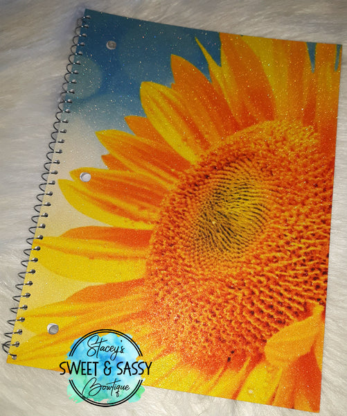 Sunflower Glitter Notebook