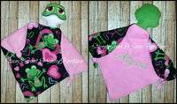 Embroidered frog Lovey with name