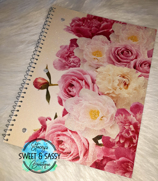 Ivory Floral Glitter Notebook