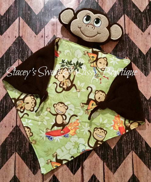Embroidered Monkey Lovey with name