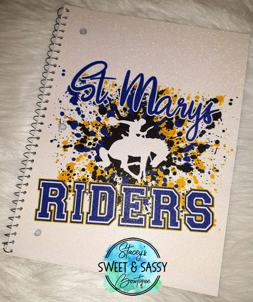 St. Marys Riders Splatter Glitter Notebook