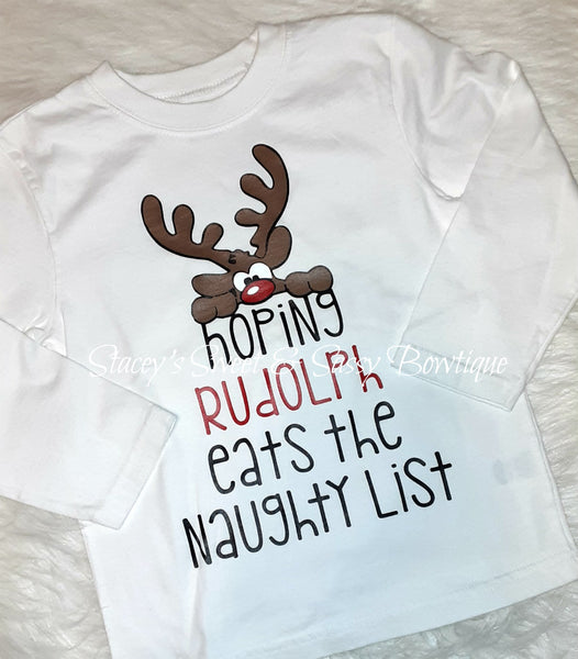 Hoping Rudolph eats the naughty list Toddler 4T long sleeve shirt