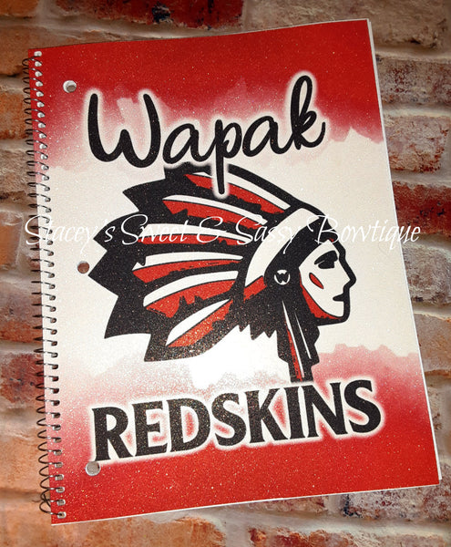Wapak Redskins Glitter Notebook