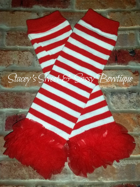 Red/white stripes Infant Leg warmers