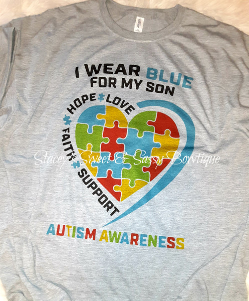 Autism Awareness Son Printed T-shirt