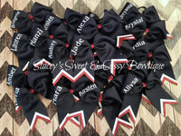 Navy Red White Cheer Bow w/ Name