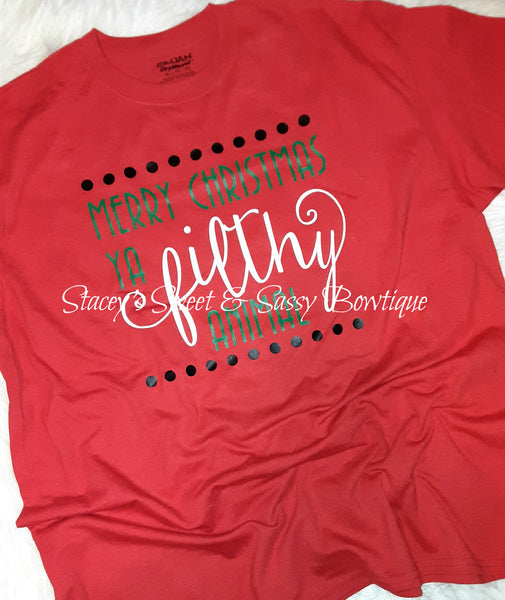 Merry Christmas Ya Filthy Animal shirt (1 premade in size XL)
