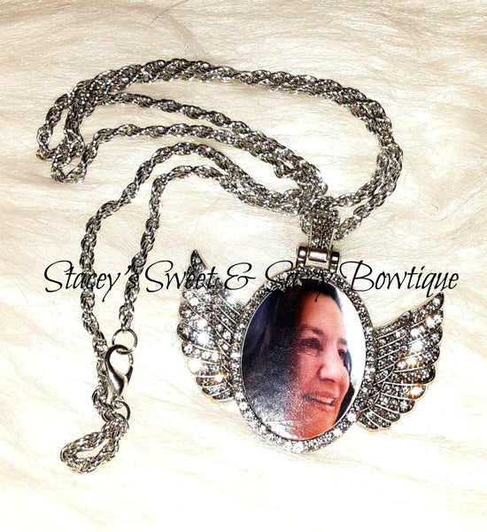 Angel Wings Bling Necklace....Custom Photo
