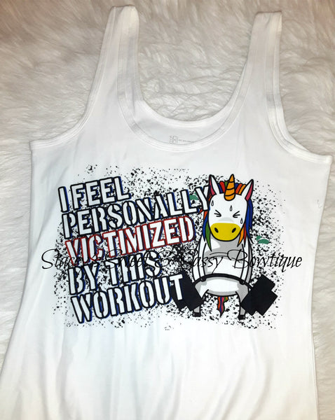 Victimized by this workout Unicorn Tank Size Large