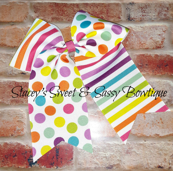 Polka Dots/Stripes Printed Cheer Bow