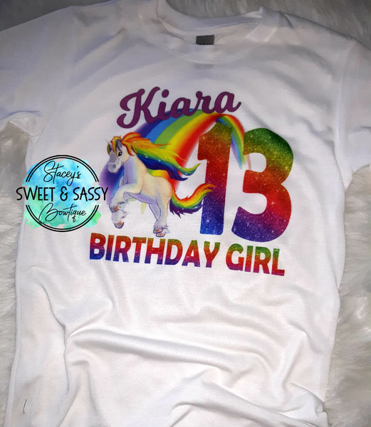 Unicorn Rainbow Birthday Printed T-shirt