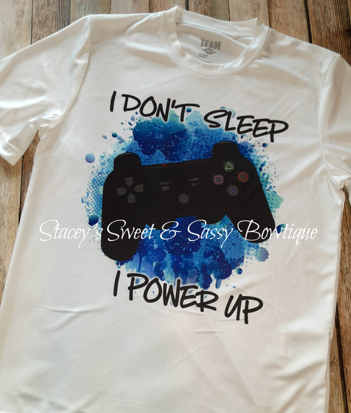 I Don't sleep, I power up gaming shirt Youth Large 14/16