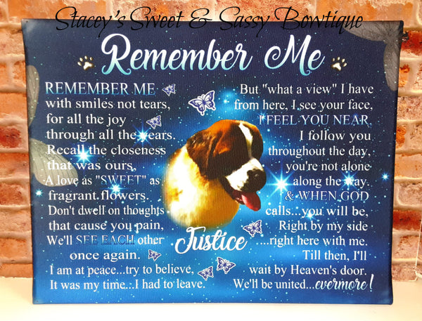 Remember Me custom Pet Memorial Canvas