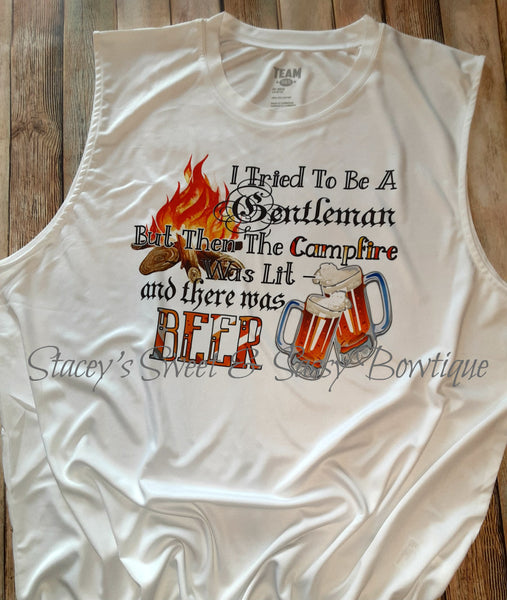 Campfire was lit and there was Beer Mens Tank Size XLarge