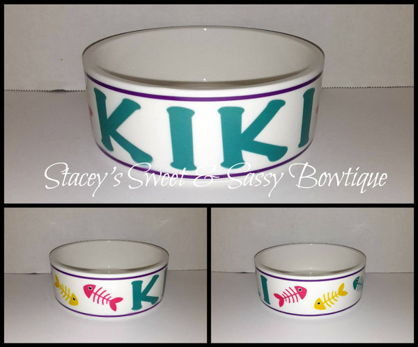 Ceramic Cat Bowls printed with your cat's name