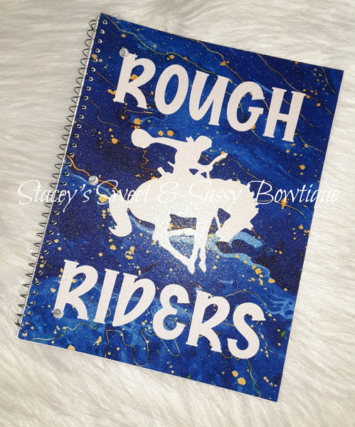 RoughRiders Blue Marble Glitter Notebook