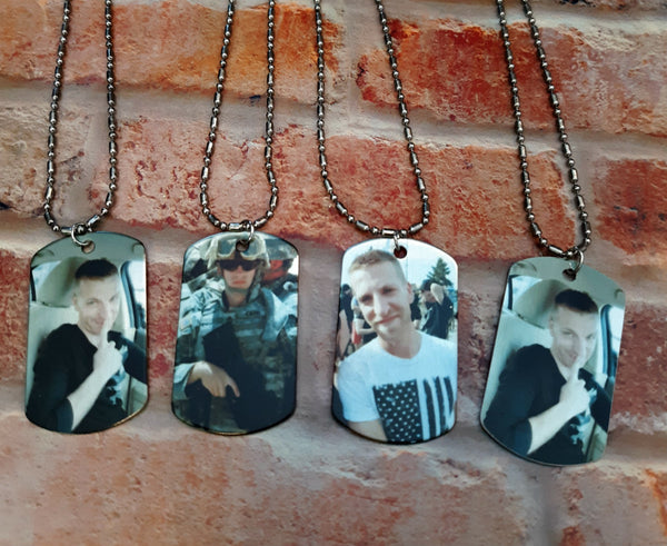 Silver Printed Dog Tag Necklace....Custom Photo and Saying