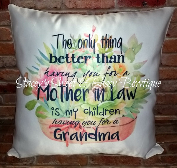 Mother's Day Mother in Law Grandma Throw Pillow