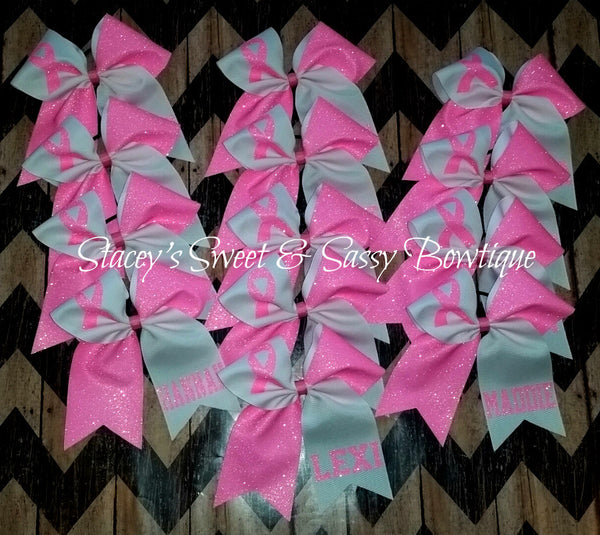 Breast Cancer Cheer Bow w/ Name