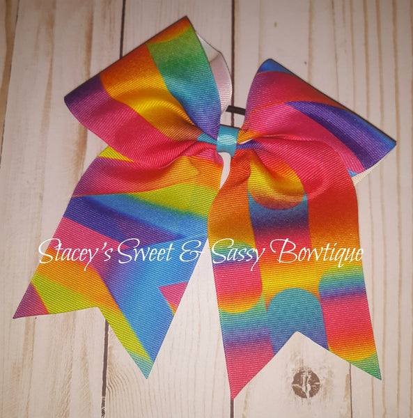Rainbow aesthetic Printed Cheer Bow