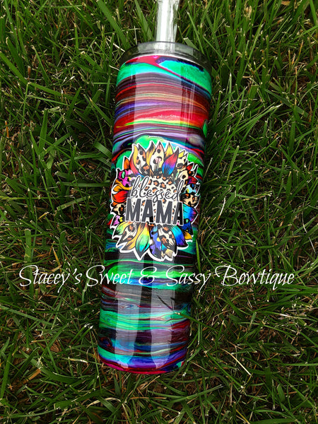 30 oz.  Skinny Blessed Mama  Stainless Steel Double Walled Epoxy Tumbler  ONLY 1 AVAILABLE