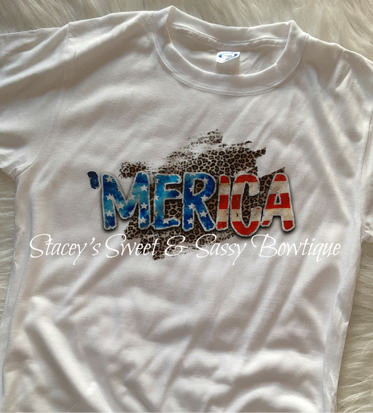 'Merica Flag Cheetah Printed T-shirt