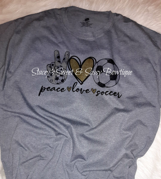 Peace Love Soccer Printed T-shirt