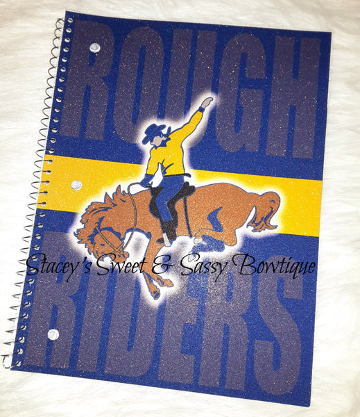 Rough Riders Blue Glitter Notebook