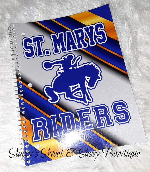 St. Marys Riders Stripes Notebook Non-Glitter