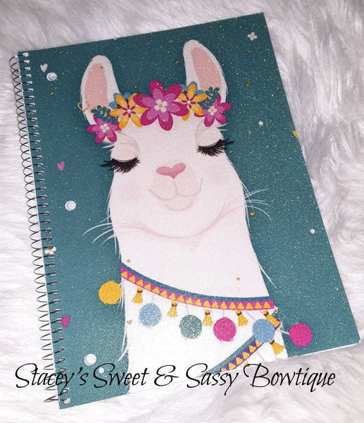 Llama Glitter Notebook