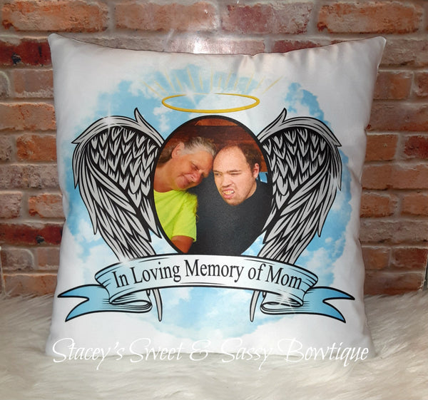 Angel Wings Banner Memorial Throw Pillow