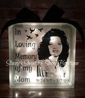 Loving Memory Stencil Glass Block