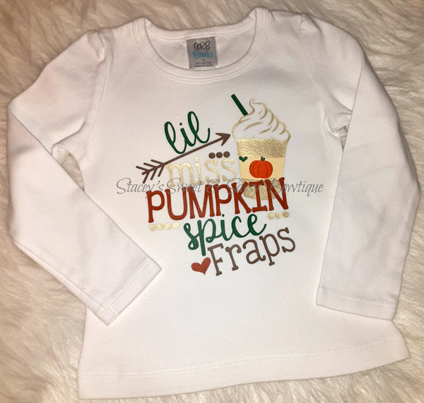 Little Miss Pumpkin Spice Fraps 2T Girls Long sleeve shirt