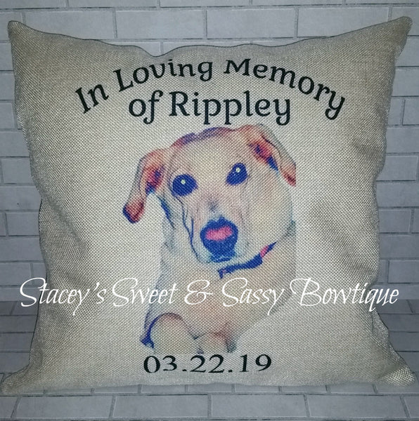 In Loving Memory Linen Throw Pillow (Any Picture)