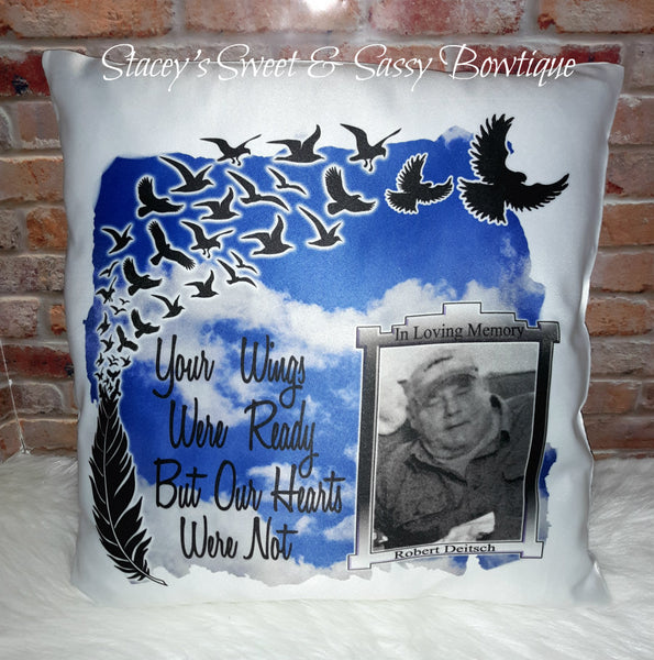 Your Wings Were Ready with background Throw Pillow