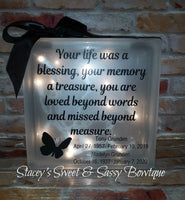 Your Life was a Blessing Glass Block