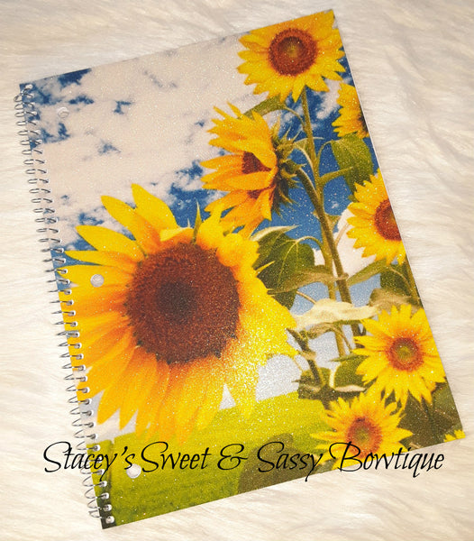 Sunflowers Glitter Notebook