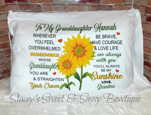 Granddaughter Sunflower Pillowcase