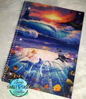 Ocean Waves Glitter Notebook