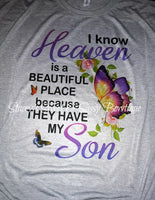 Heaven is a beautiful place Printed T-shirt (can add any title at bottom)