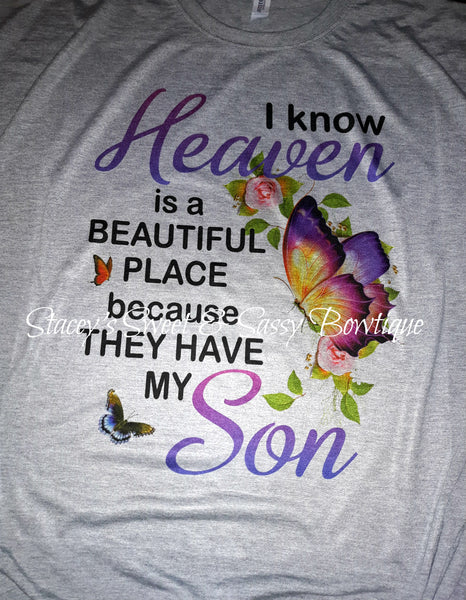 Heaven is a beautiful place Printed T-shirt (can add any title at bottom)